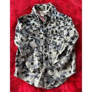 Paper Wings Three Boys Button Down Shirt Bat Camo Print Long Sleeve‎ Halloween